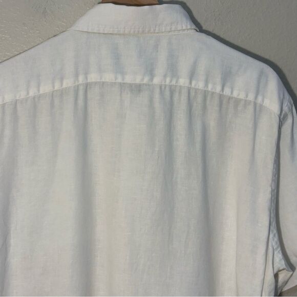 Saks Fifth Avenue White Linen Classic Fit Short Sleeve Men XL Button Down Shirt. - Picture 6 of 11